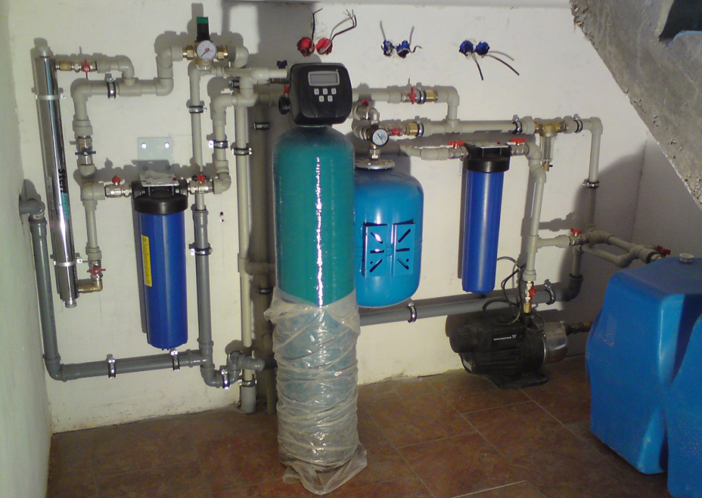 Система подготовки воды для частного дома. Пример монтажа